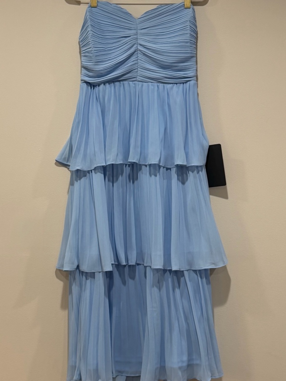 Lulu's Seriously Sensational Light Blue Strapless Tiered Midi Dress